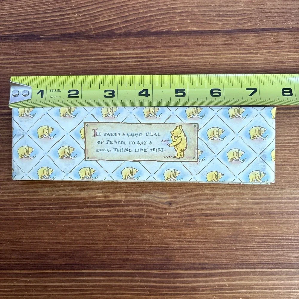 Vintage Winnie The Pooh Pencil Set Of 5 w/ Storage Box Disney Stationery Gift